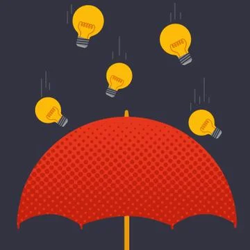 Lightbulb on umbrella Stock Illustration