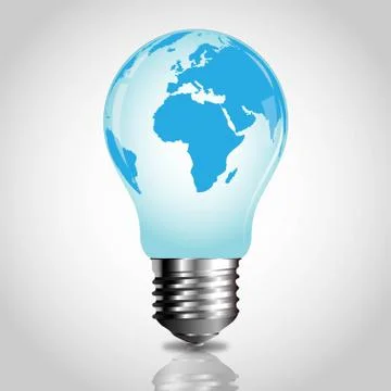 Lightbulb with World Map Stock Illustration