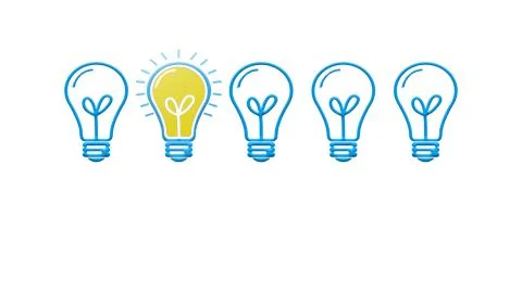 Lightbulbs and one lighting bulb idea concept business Stock Illustration