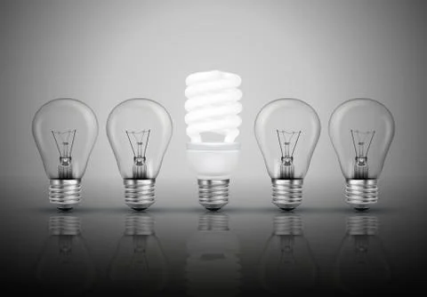 Lightbulbs on blue background, idea concept Stock Illustration