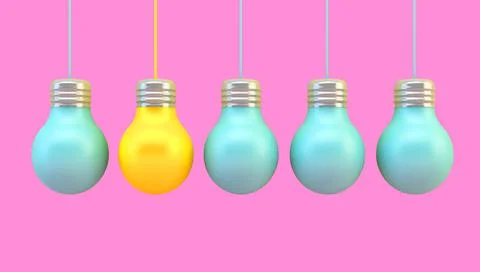 Lightbulbs concept 3d rendering Stock Illustration