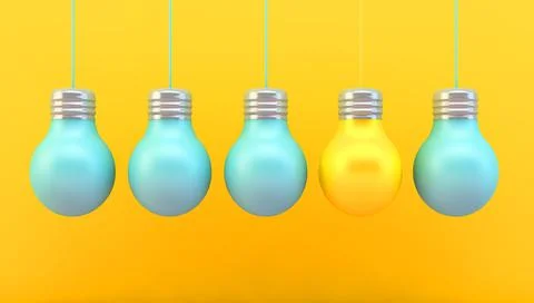 Lightbulbs concept 3d rendering Illustrazione stock