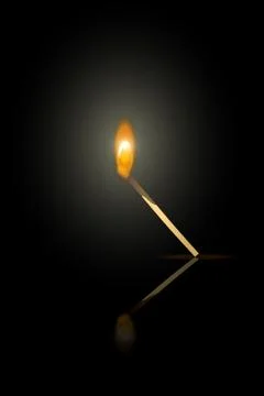 Lighte2 matches single on black Stock Illustration