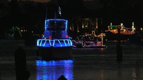 Lighted Boat Parade in Florida Video stock 115838076