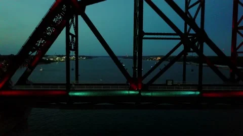 Lighted bridge pull back Stock Footage 134218097