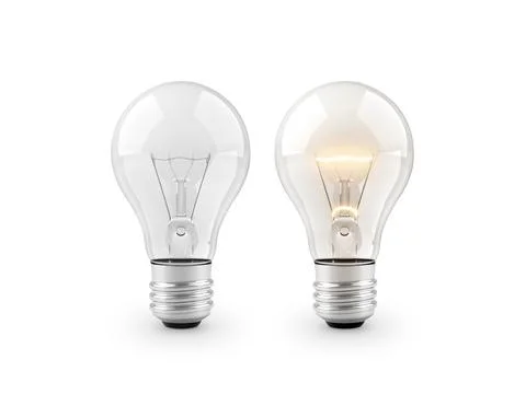 Lighted bulb isolated on white background. 3d render Stock Illustration