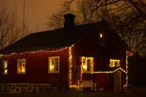 Lighted cabin Foto stock