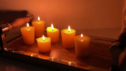 Lighted candles Stock Footage 136869017