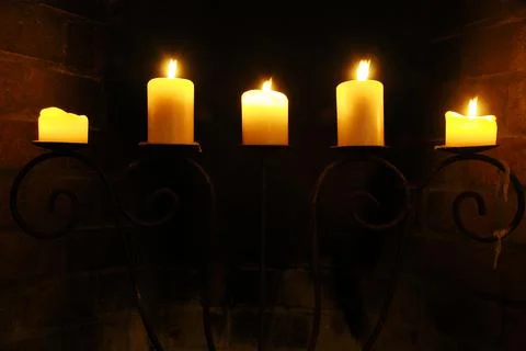 Lighted candles 스톡 사진