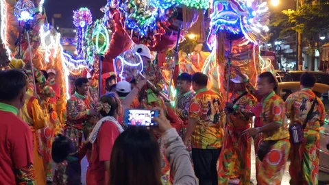 Lighted dragon dancers 스톡 동영상 107593970