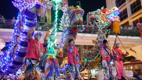 Lighted dragon dancers Stock Footage 107594670