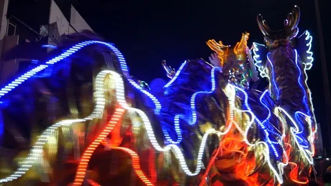 Lighted dragon dancers Stock-Footage 107594679