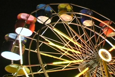 Lighted Ferris Wheel Empty Stock Footage 565581