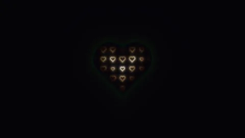 Lighted heart shape with small hearts in dark background Stock Footage 338228467