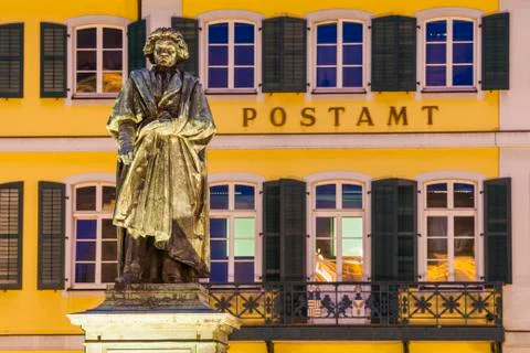 Lighted Memorial to Beethoven at Stock Photos