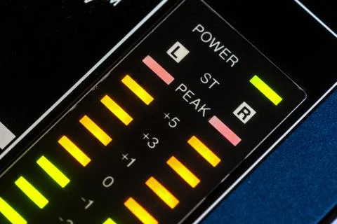Lighted vu meter peaking Stock Photos