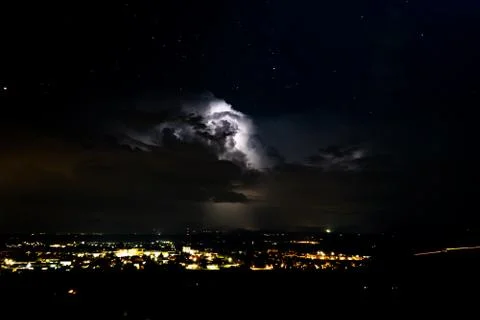 Lightened Clouds at night Stock Photos