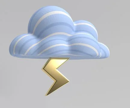 Lightening Strike From Cloud 3D Render Stock Illustration