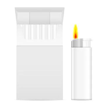 Lighter and pack of cigarettes Stock Illustration