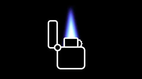 Lighter Blue Flame Fire Ignition Tool Icon Stock Footage 336838698