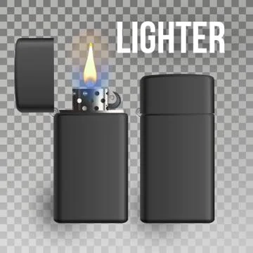 Lighter . Burn Object. Burning. 3D Realistic Metal Lighter Icon. Illustration Stock Illustration