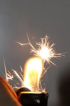 Lighter With Burning Flame Stock Photos