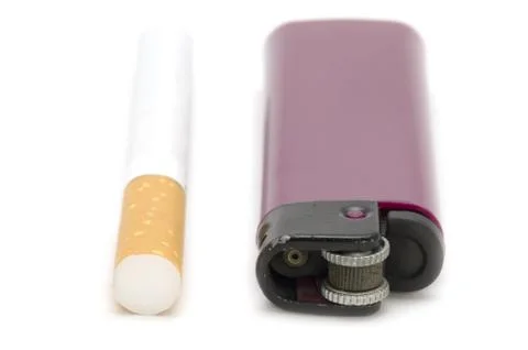Lighter with cigarette Stock Photos