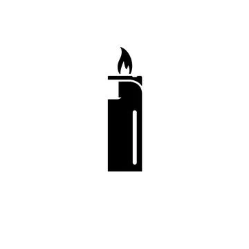 Lighter Fire, Gas Flame Solid Flat Vector Icon Isolated on White Background Stock Illustration