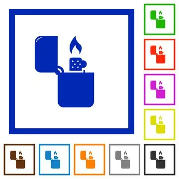 Lighter flat framed icons Stock Illustration