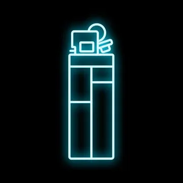 Lighter icon illustrating essential fire and neon glow Stock Illustration