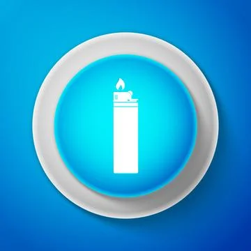 Lighter icon isolated on blue background. Circle blue button. Vector Stock Illustration