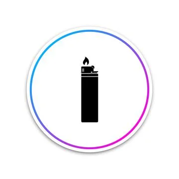 Lighter icon isolated on white background. Circle white button. Vector Stock Illustration