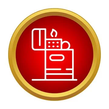 Lighter icon showing flame igniting fire concept Stock Illustration