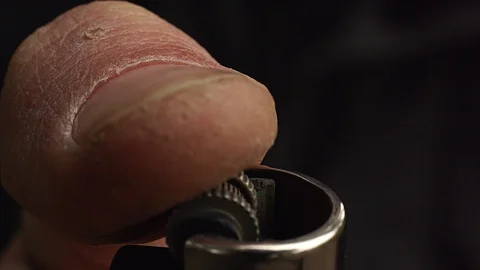 A lighter ignited and its flame shot in super slow motion Stock Footage 91945452