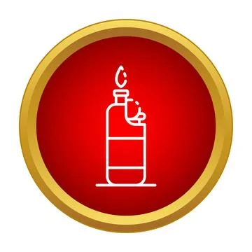 Lighter igniting flame warning red button icon Stock Illustration