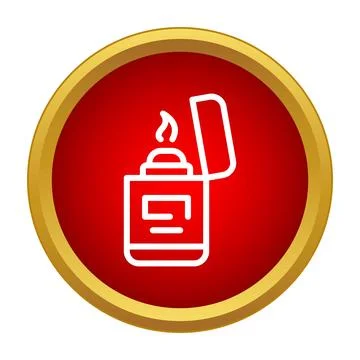 Lighter producing flame inside a red circle icon 스톡 일러스트