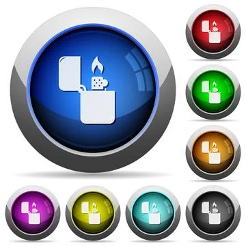 Lighter round glossy buttons Illustrazione stock