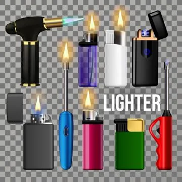 Lighter Set . Fire Object Blank. Corporate Light Accessory. Ignite Item Stock Illustration