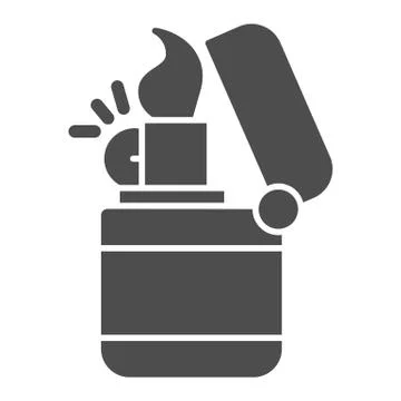 Lighter solid icon, Smoking concept, Gas lighter sign on white background イラスト素材