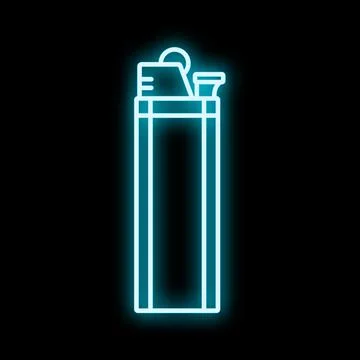 Lighter tool for igniting fire neon icon Ilustração Stock