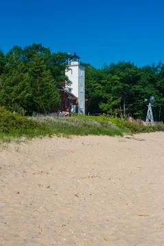 Lighthouse - 40 Mile Point, Rogers City Michigan United States Stock Photos