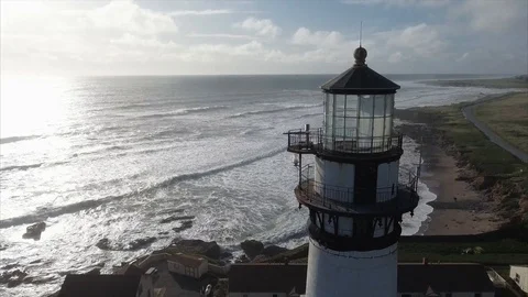 Lighthouse from above on the coast Video stock 89889809