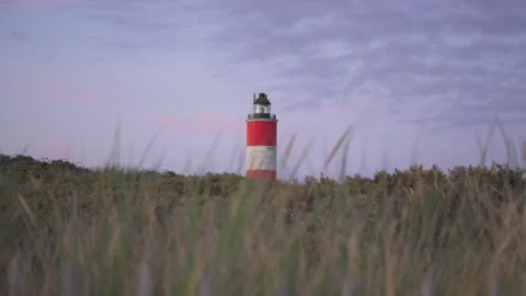 Lighthouse above dunes on Opal Coast, France Video stock 332109246