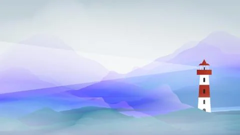 Lighthouse in Abstract Sea - Vector Illustration Illustrazione stock
