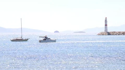 Lighthouse at the Aegean Sea Stock Footage 236661384