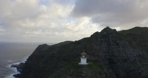 Lighthouse Aerial Circular Stock Footage 121597362