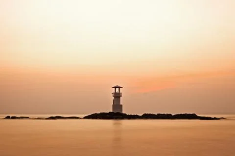 Lighthouse after sunset Stock Photos