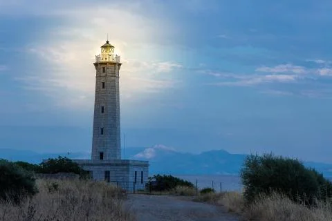 Lighthouse after the sunset 스톡 사진