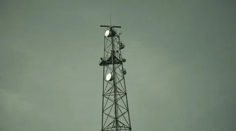 Lighthouse against a gray sky at the seaport. meteorological observations Stock Footage 66618228