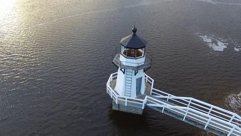 Lighthouse From the Air Video stock 97545644